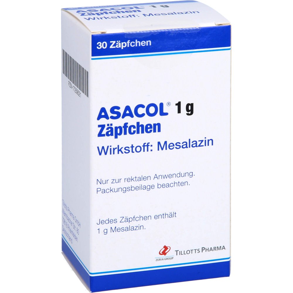 Das Produktfoto zeigt Asacol 1 G Zäpfchen (30 stk) PZN 17259021
