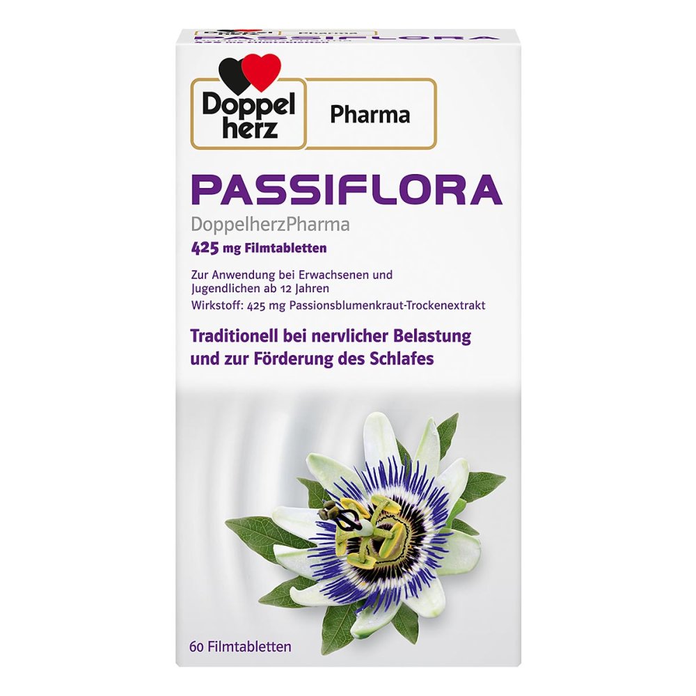 Das Produktfoto zeigt Passiflora Doppelherzpharma 425 Mg Filmtabletten (60 stk) PZN 17268586