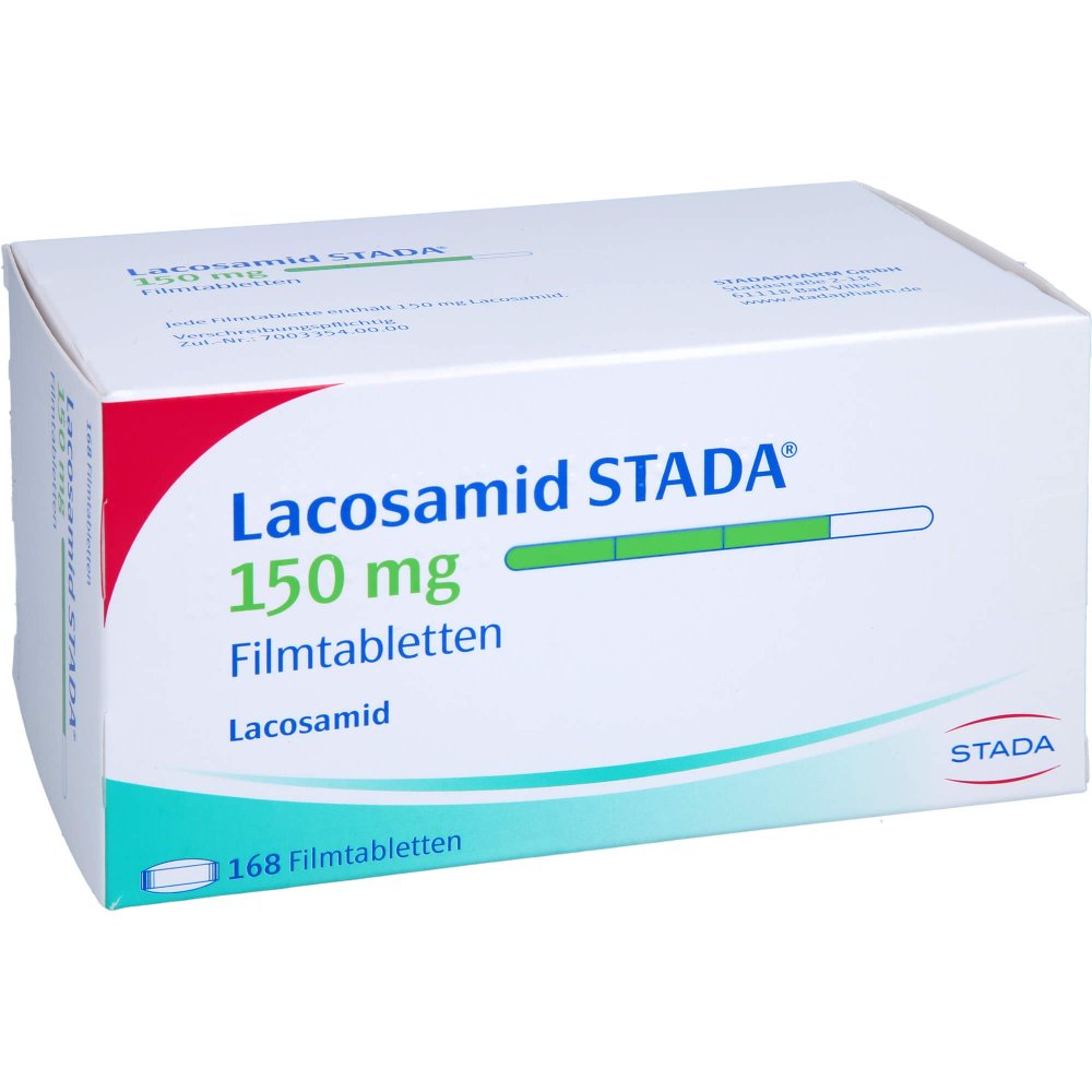 Das Produktfoto zeigt Lacosamid Stada 150 Mg Filmtabletten (168 stk) PZN 17273676