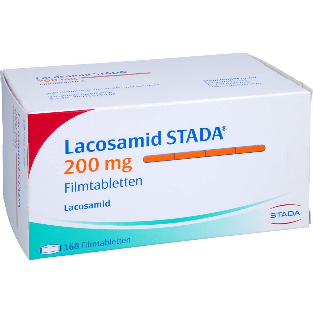 Das Produktfoto zeigt Lacosamid Stada 200 Mg Filmtabletten (168 stk) PZN 17273699