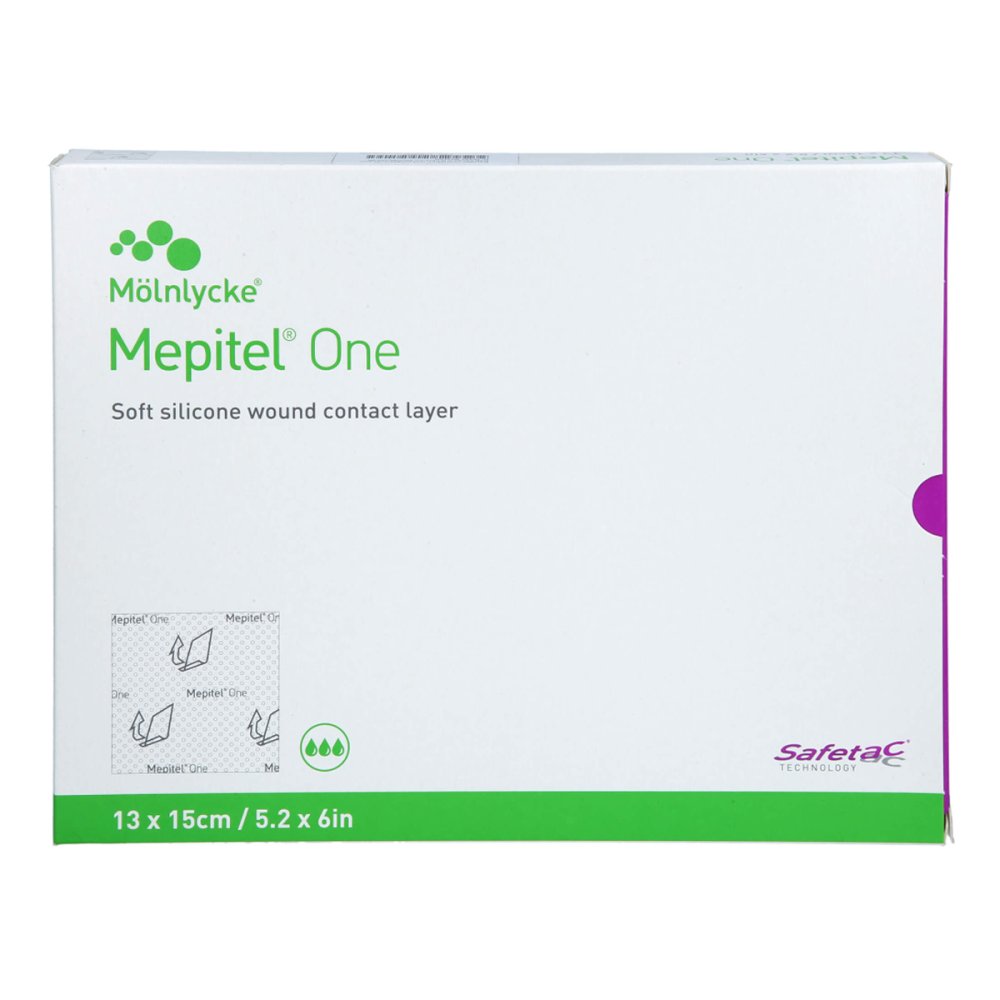 Das Produktfoto zeigt Mepitel One 13x15 Cm Silikon Netzverband (5 stk) PZN 17309049