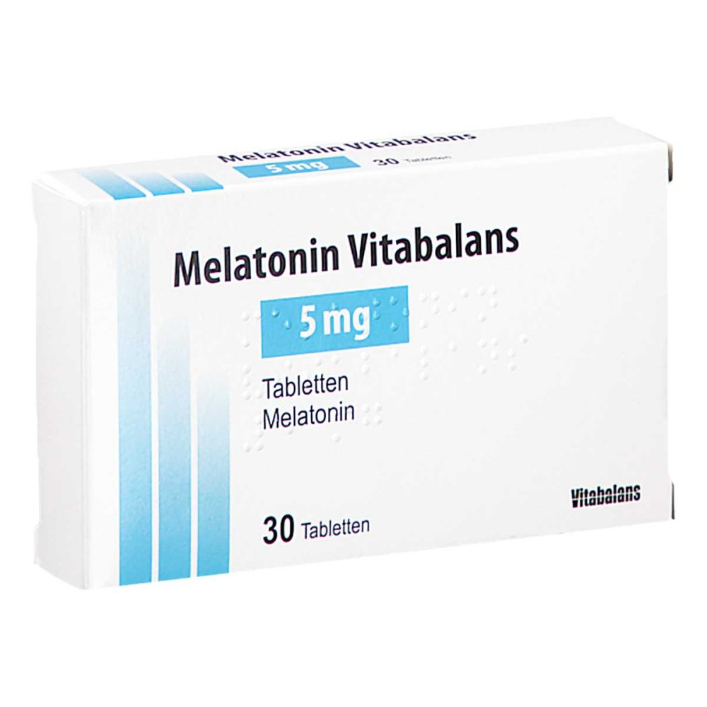 Das Produktfoto zeigt Melatonin Vitabalans 5 Mg Tabletten (30 stk) PZN 17313269