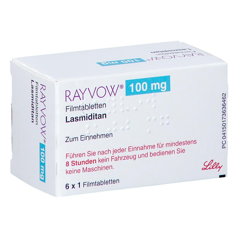 Das Produktfoto zeigt Rayvow 100 Mg Filmtabletten (6 stk) PZN 17363646
