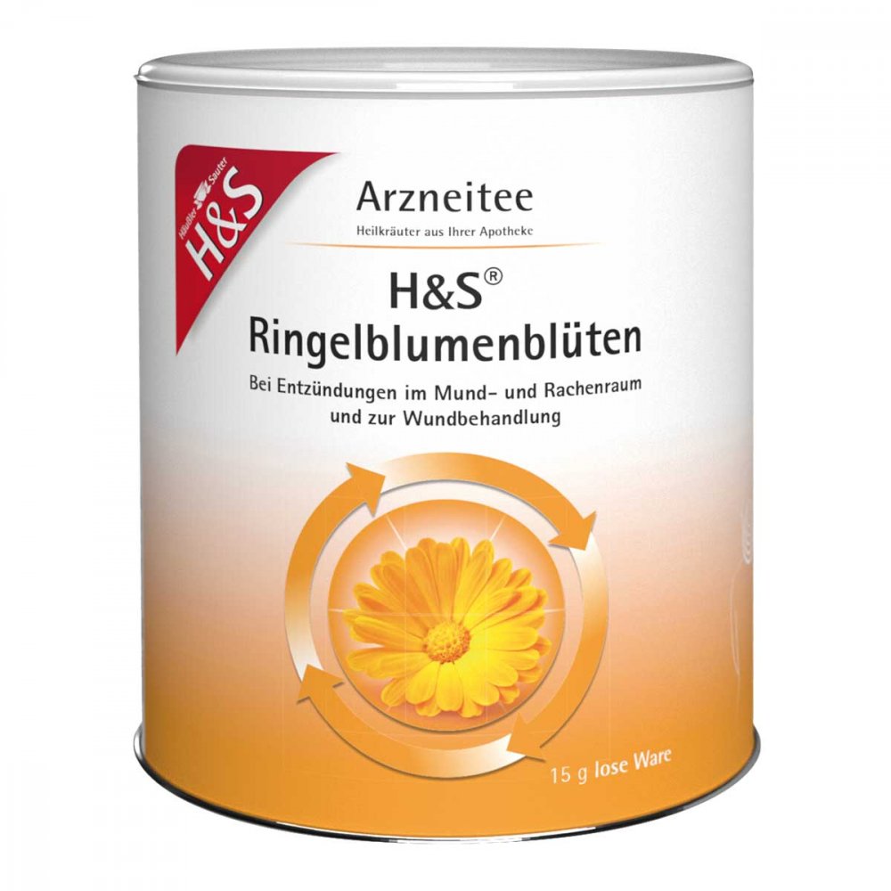 Das Produktfoto zeigt H&S Ringelblumenblüten Tee (15 g) PZN 17396870