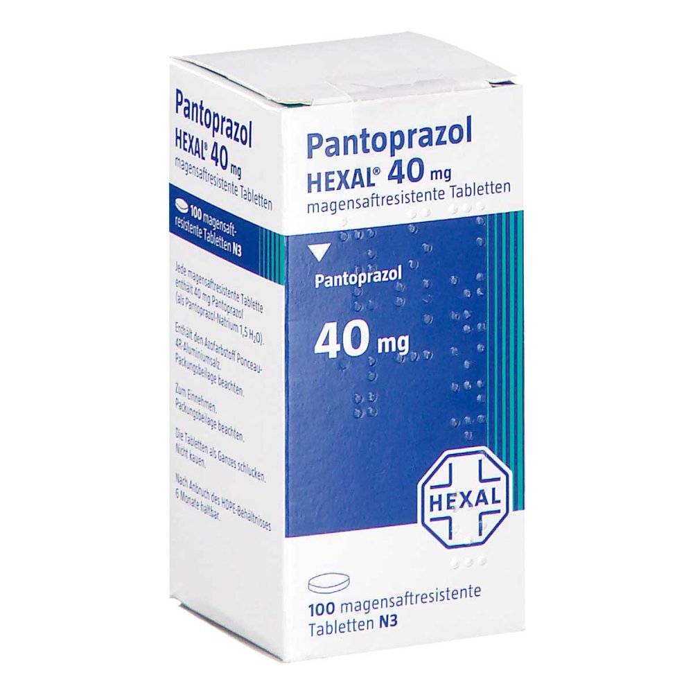 Das Produktfoto zeigt Pantoprazol Hexal 40 Mg Magensaftres.Tabl.Dose (100 stk) PZN 17420864