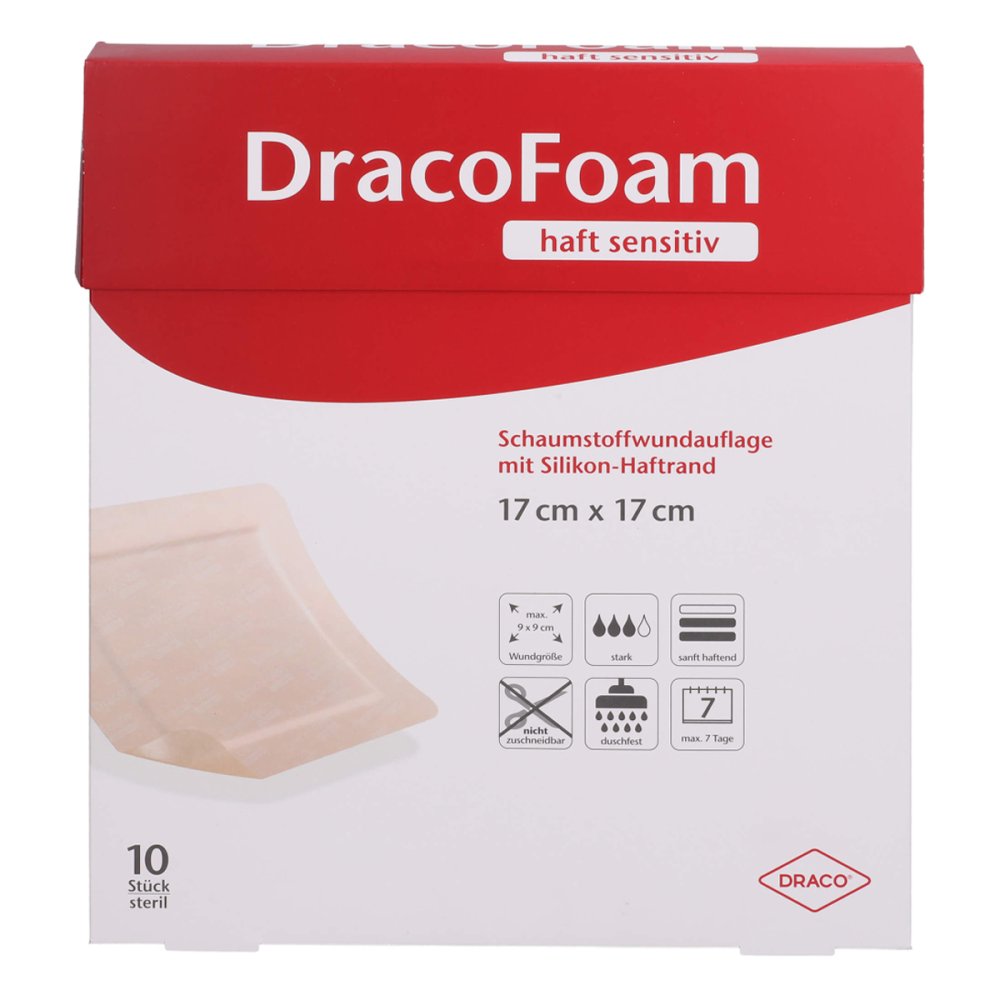 Dracofoam Haft Sensitiv Schaumst.Wund.17x17 Cm (10 stk)