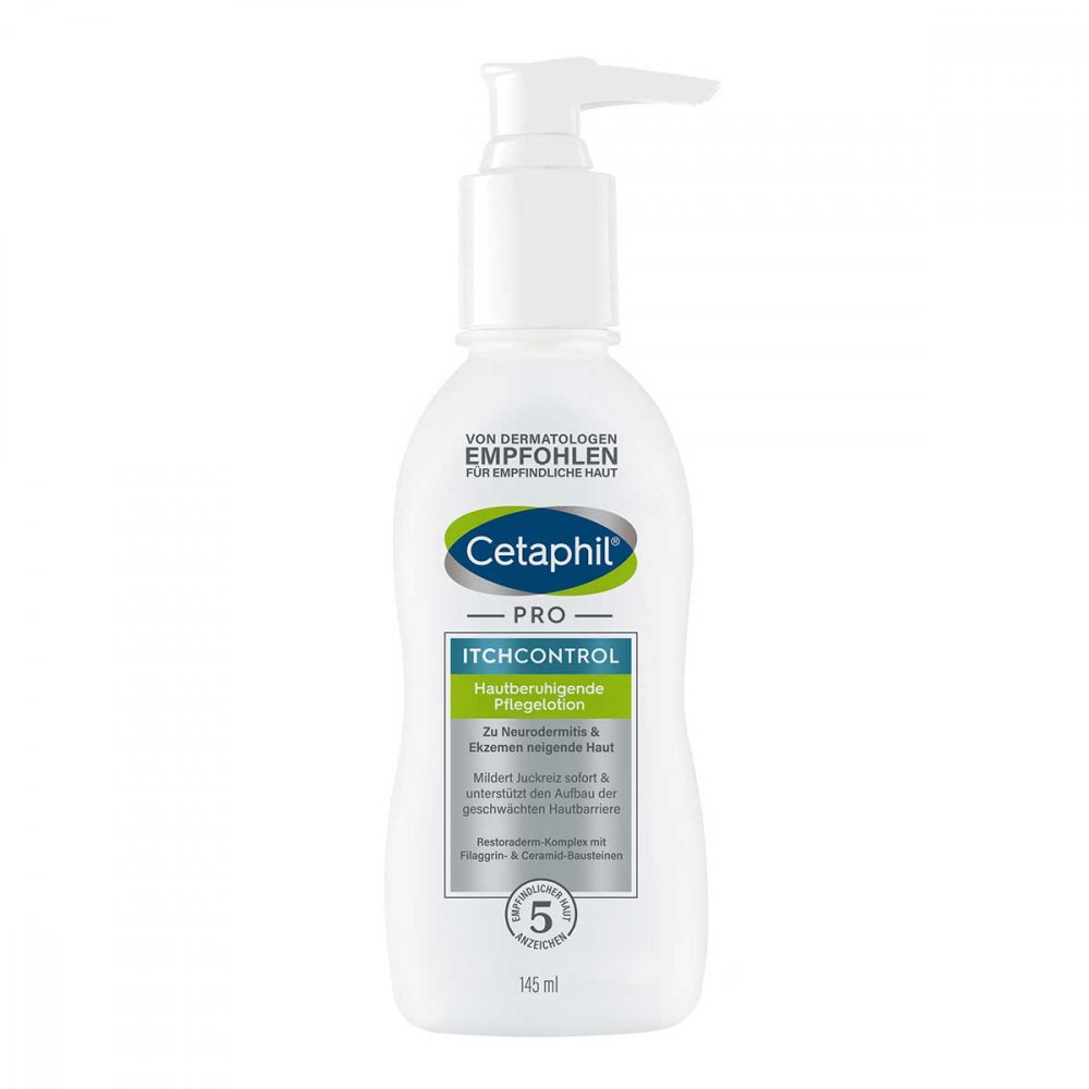 Das Produktfoto zeigt Cetaphil Pro Itch Control Pflegelotion (145 ml) PZN 17457809