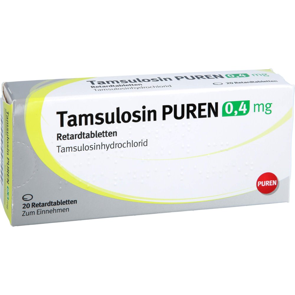 Das Produktfoto zeigt Tamsulosin Puren 0,4 Mg Retardtabletten (20 stk) PZN 17524428