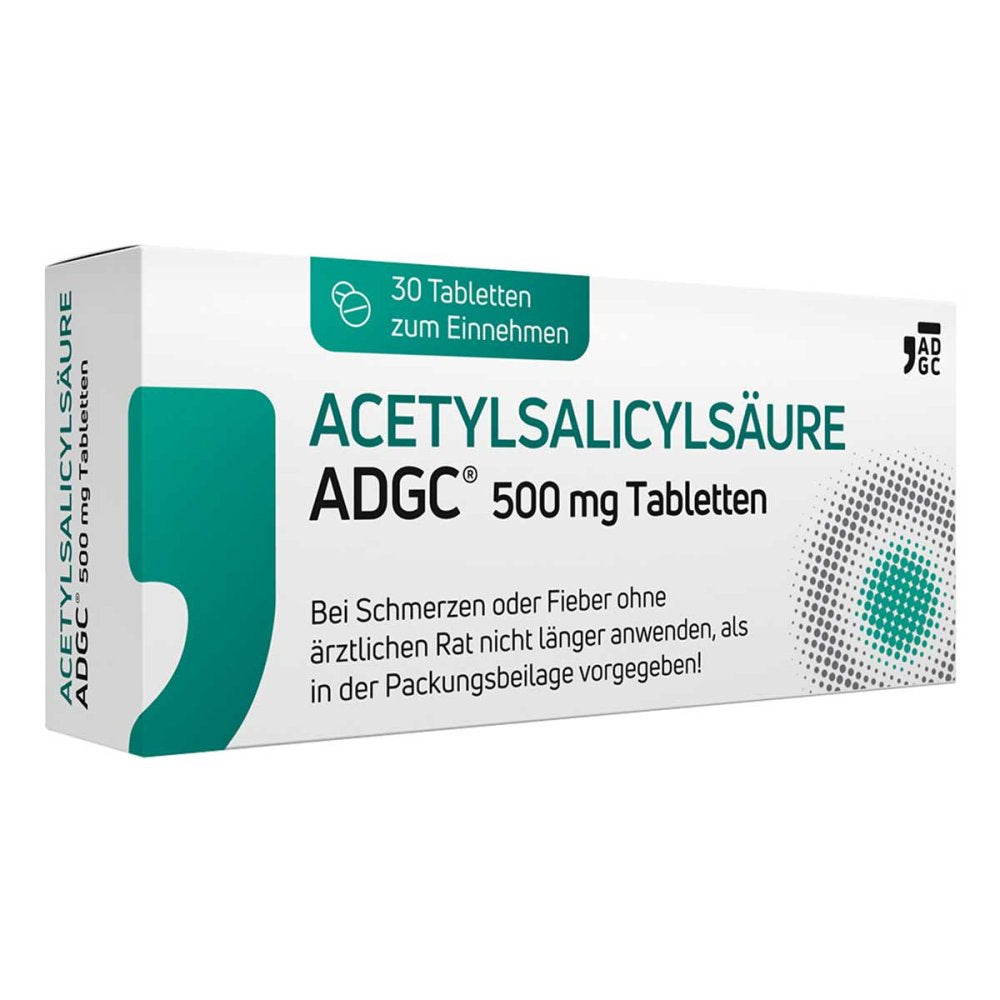 Das Produktfoto zeigt Acetylsalicylsäure Adgc 500 Mg Tabletten (30 stk) PZN 17526410