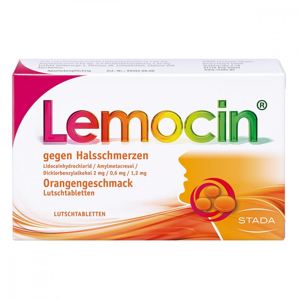 Lemocin Gegen Halsschmerzen Orangengeschmack Lut. (24 stk)