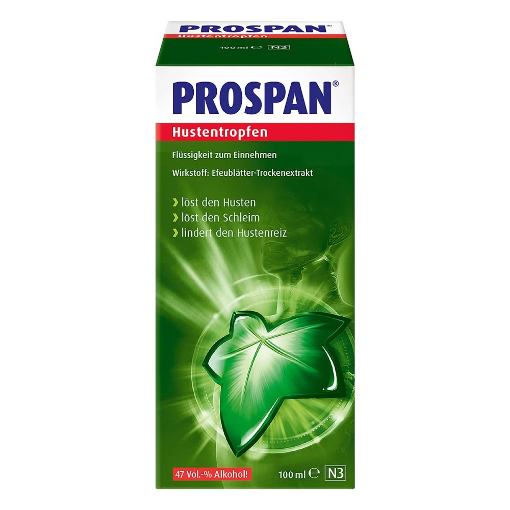 Das Produktfoto zeigt Prospan Hustentropfen (100 ml) PZN 17568101