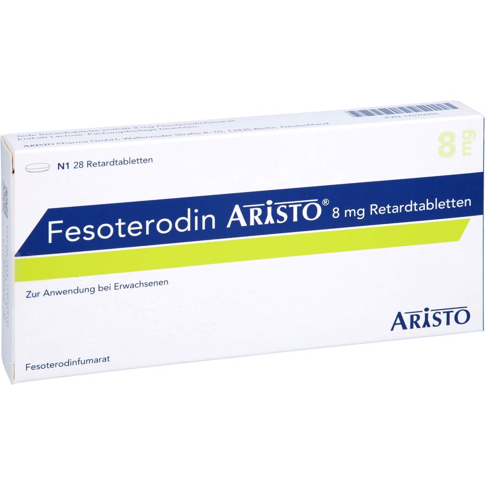 Das Produktfoto zeigt Fesoterodin Aristo 8 Mg Retardtabletten (28 stk) PZN 17570055