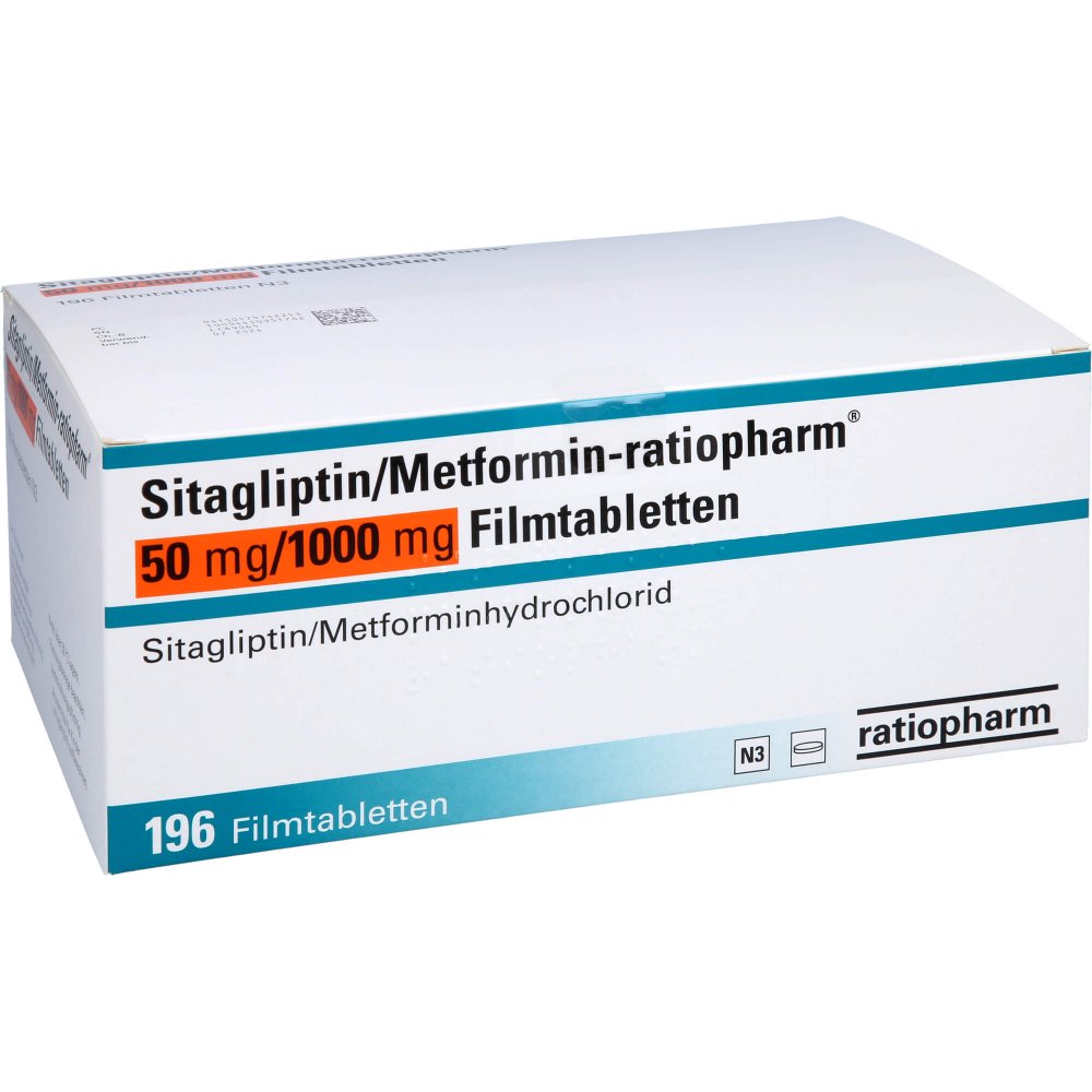 Sitagliptin/Metformin-Ratiopharm 50mg/1000mg Fta (196 stk)
