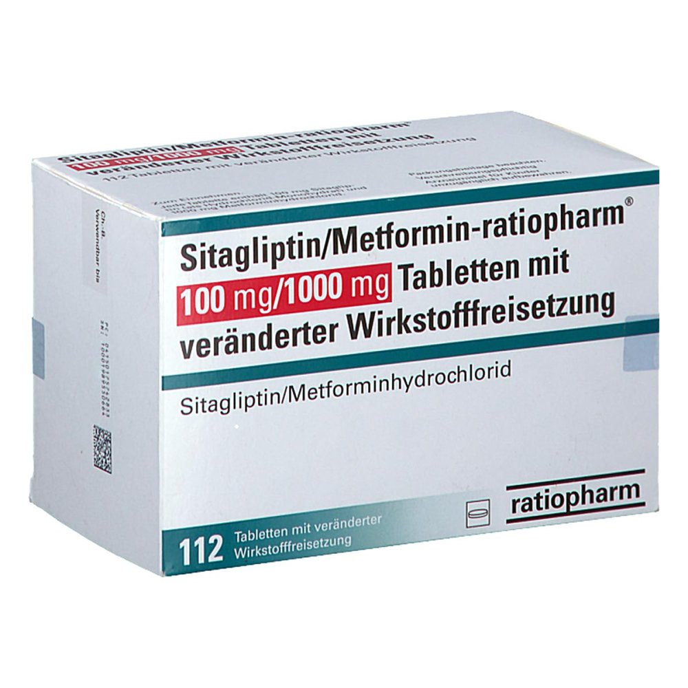 Sitagliptin/Metformin-Ratiopharm 100mg/1000mg Tvw (112 stk)