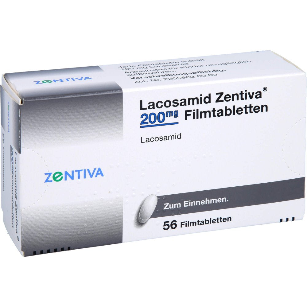 Das Produktfoto zeigt Lacosamid Zentiva 200 Mg Filmtabletten (56 stk) PZN 17593470