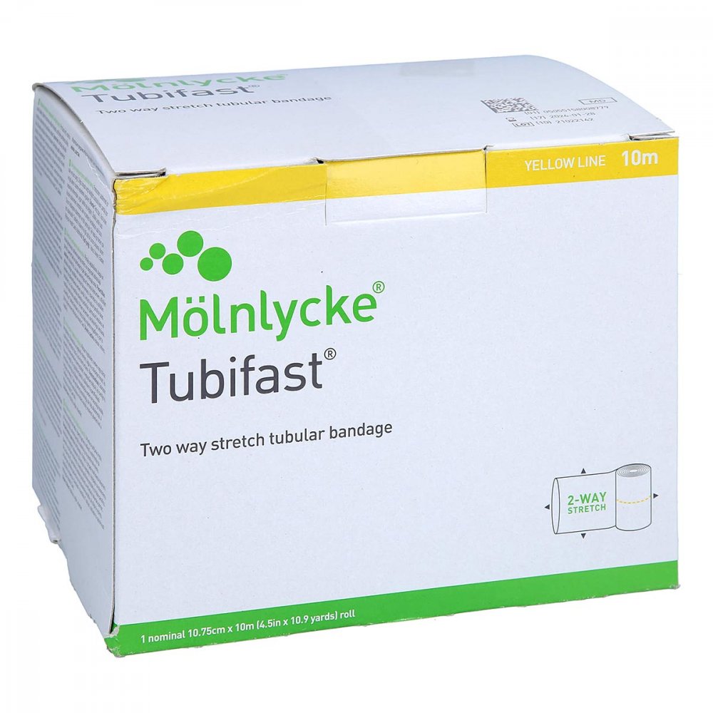 Das Produktfoto zeigt Tubifast 2-Way Stretch 10,75 Cmx10 M Gelb (1 stk) PZN 17606190