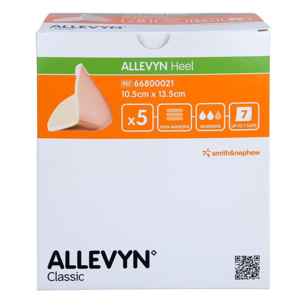 Das Produktfoto zeigt Allevyn Heel Schaumstoff Fersenverb.10,5x13,5 Cm (5 stk) PZN 17606244