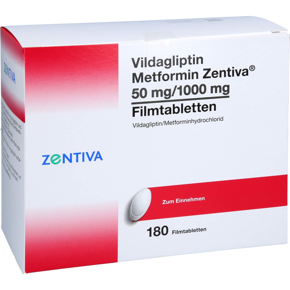 Das Produktfoto zeigt Vildagliptin Metformin Zentiva 50 Mg/1000 Mg Fta (180 stk) PZN 17617526