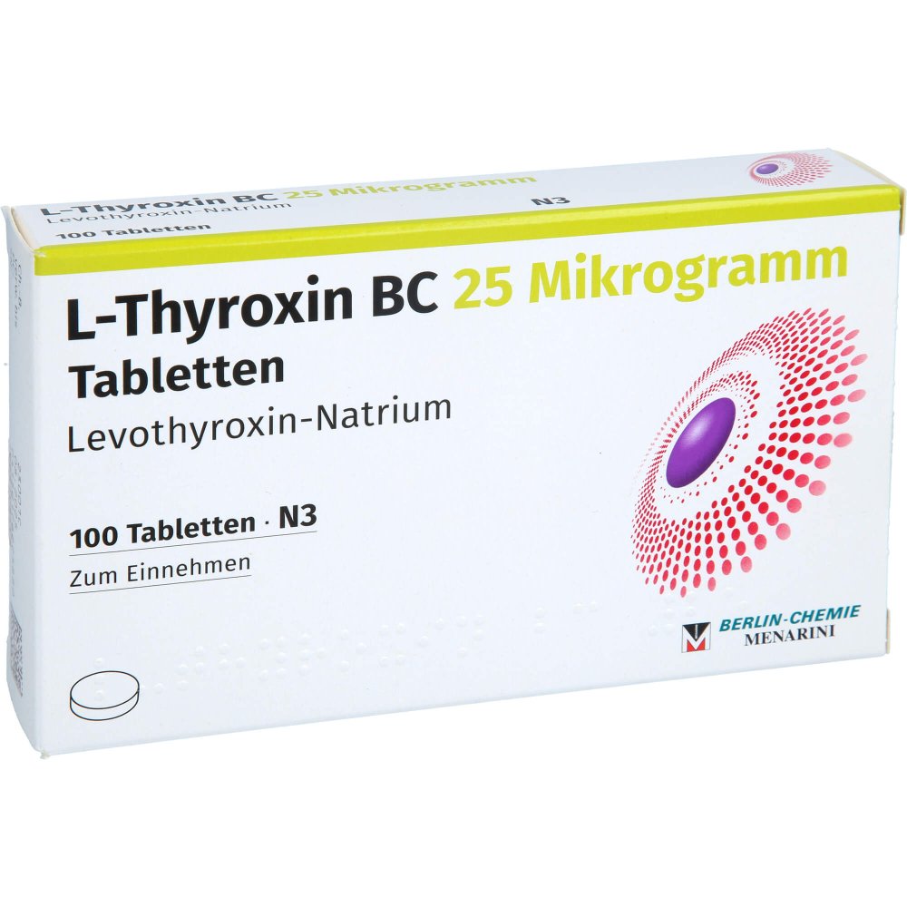 Das Produktfoto zeigt L-Thyroxin Bc 25 Mikrogramm Tabletten (100 stk) PZN 17627588