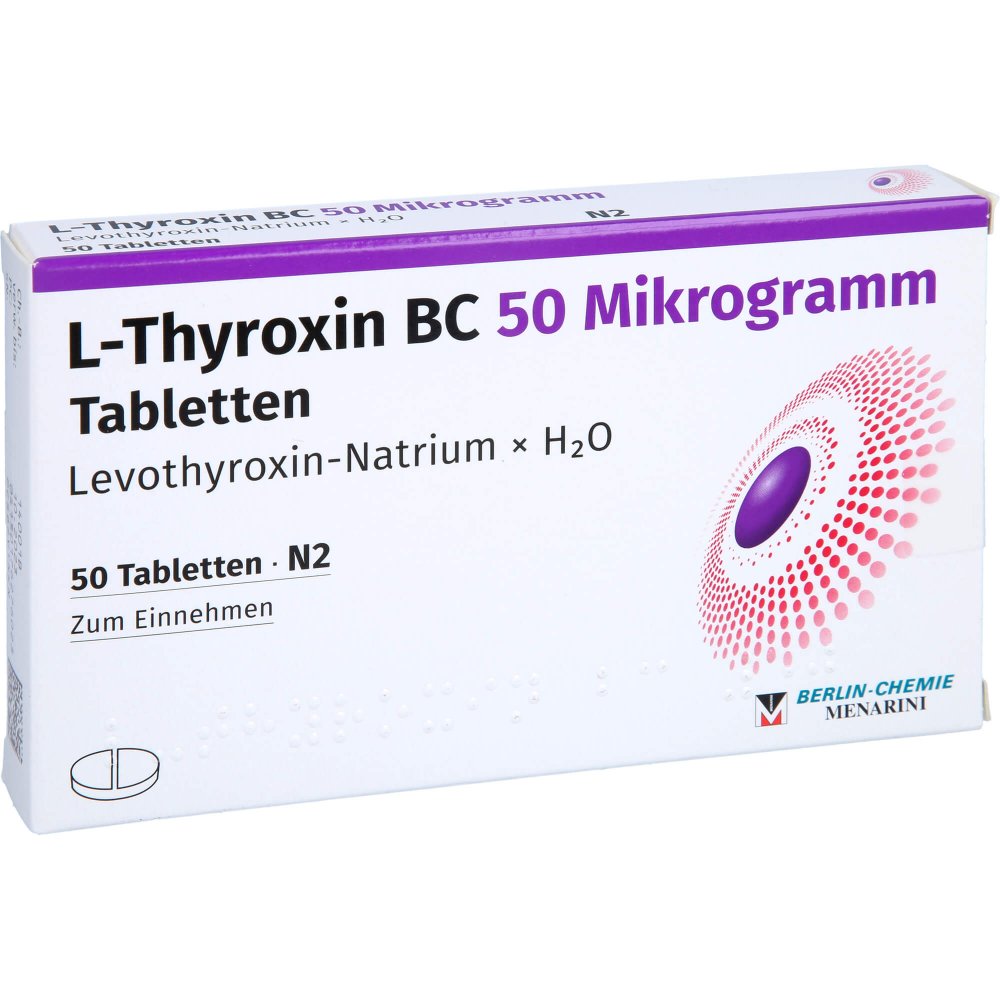 Das Produktfoto zeigt L-Thyroxin Bc 50 Mikrogramm Tabletten (50 stk) PZN 17627602