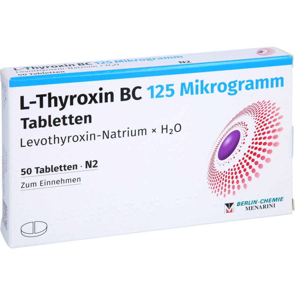 Das Produktfoto zeigt L-Thyroxin Bc 125 Mikrogramm Tabletten (50 stk) PZN 17627708