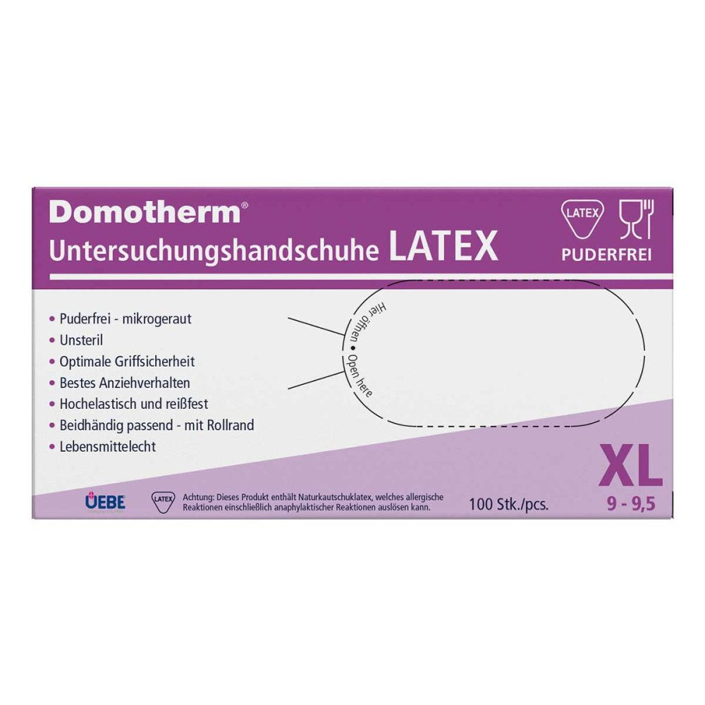 Das Produktfoto zeigt Domotherm Unt.Handschuhe Latex Unsteril Pf Xl Weiß (100 stk) PZN 17627915