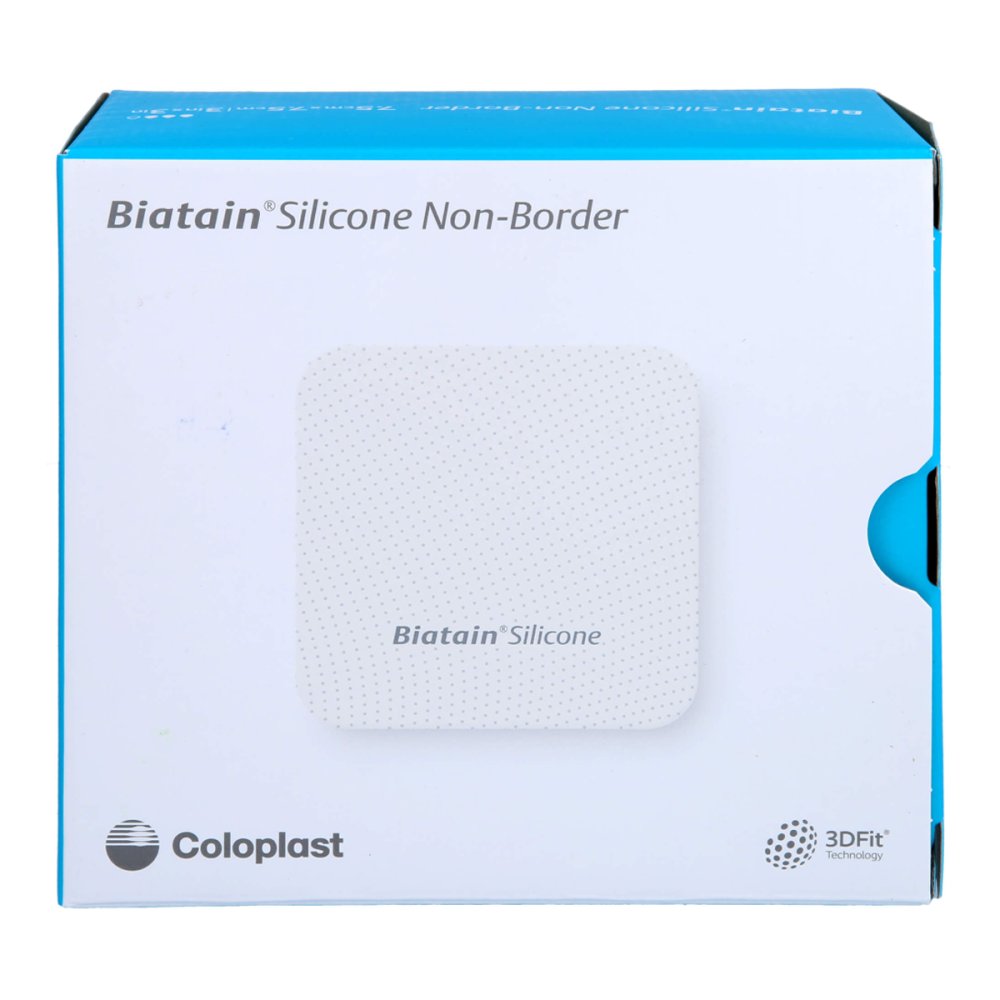 Das Produktfoto zeigt Biatain Silicone Non-Border Schaumverb.7,5x7,5 Cm (10 stk) PZN 17639367