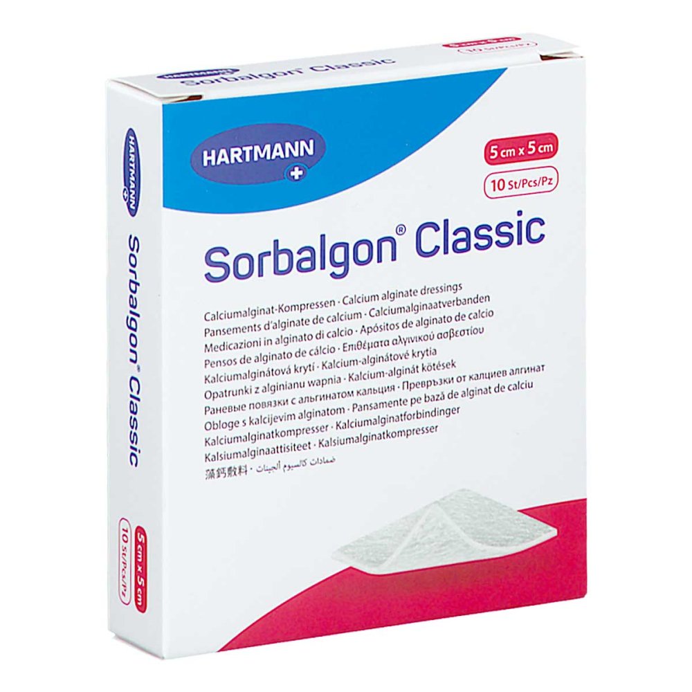 Sorbalgon Classic 5x5 Cm Calciumalginat-Kompresse (10 stk)