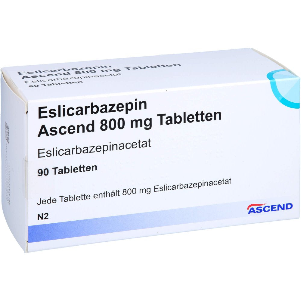 Das Produktfoto zeigt Eslicarbazepin Ascend 800 Mg Tabletten (90 stk) PZN 17849254