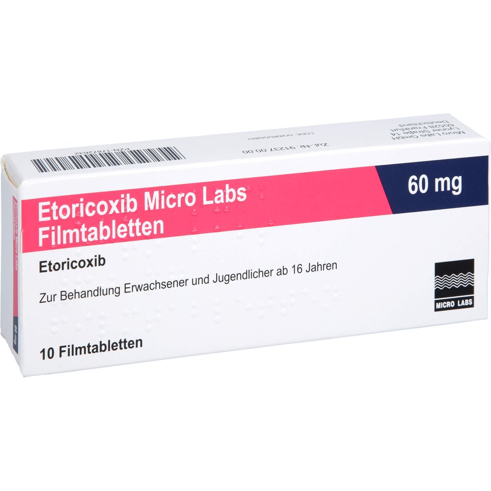 Das Produktfoto zeigt Etoricoxib Micro Labs 60 Mg Filmtabletten (10 stk) PZN 17872632