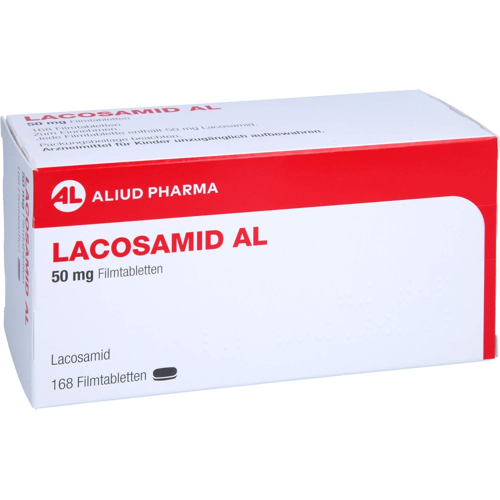 Das Produktfoto zeigt Lacosamid Al 50 Mg Filmtabletten (168 stk) PZN 17876937