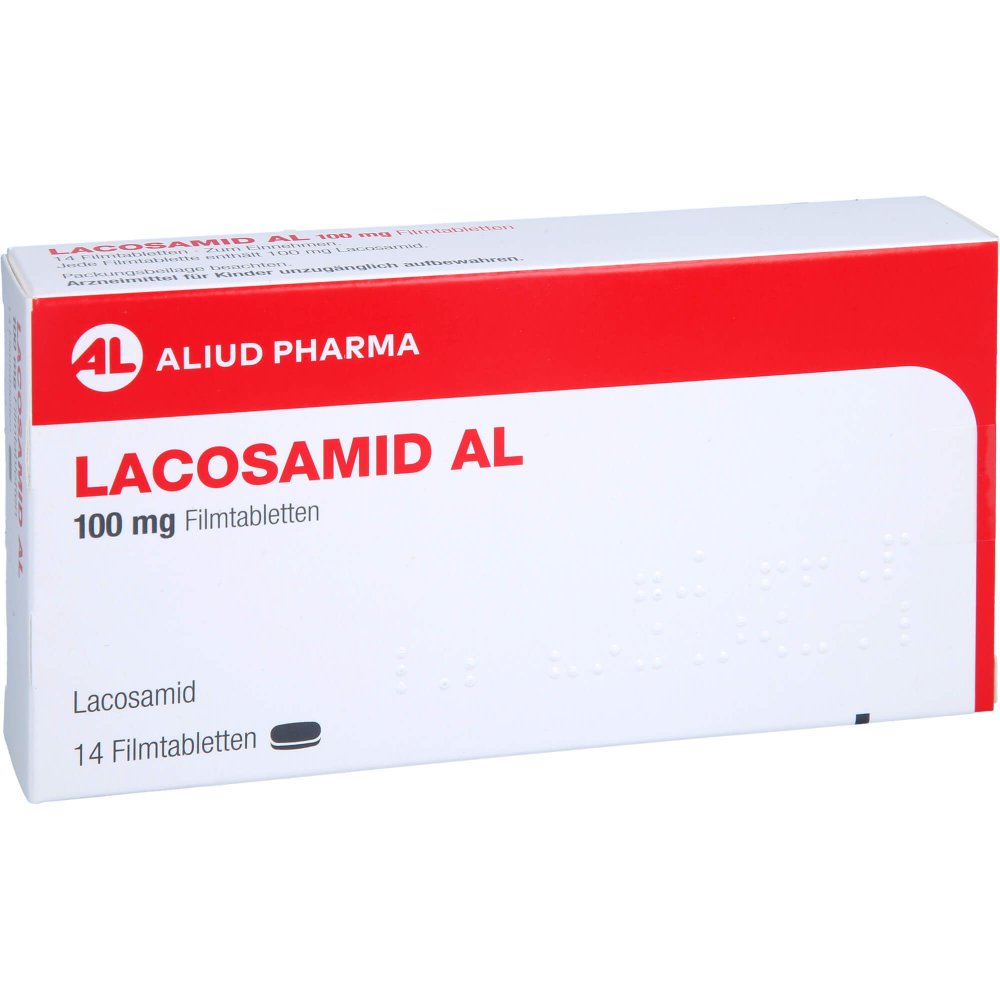 Das Produktfoto zeigt Lacosamid Al 100 Mg Filmtabletten (14 stk) PZN 17876966
