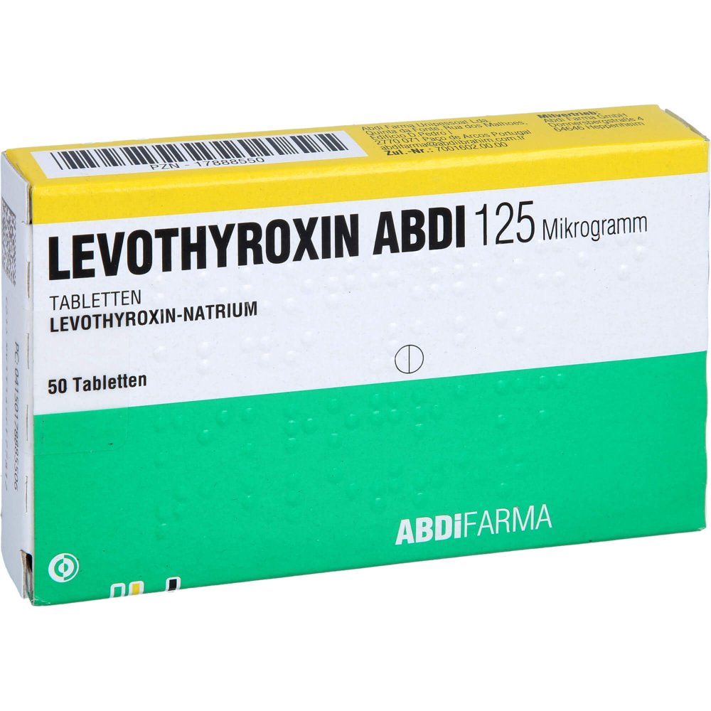 Das Produktfoto zeigt Levothyroxin Abdi 125 Mikrogramm Tabletten (50 stk) PZN 17888550