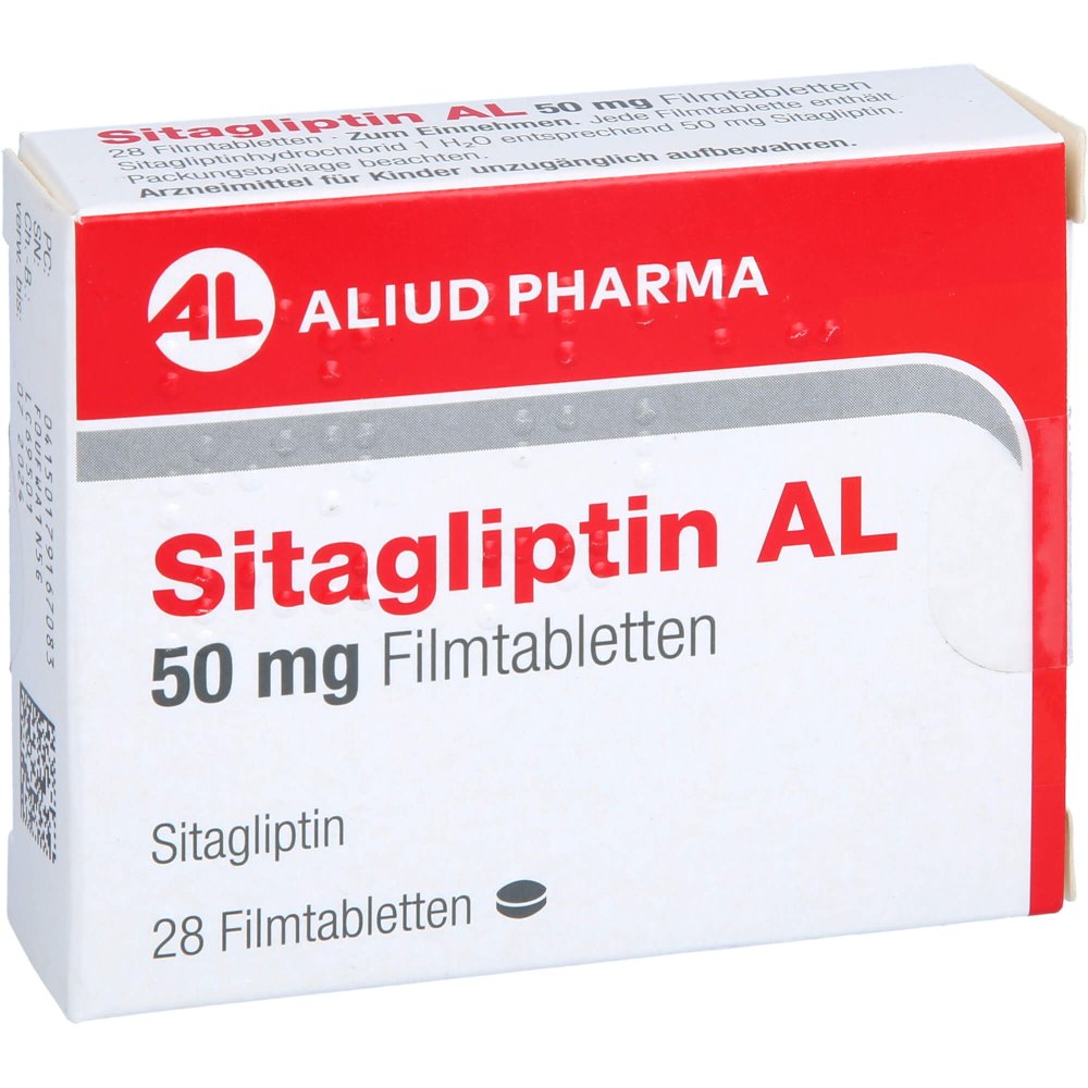 Das Produktfoto zeigt Sitagliptin Al 50 Mg Filmtabletten (28 stk) PZN 17916708
