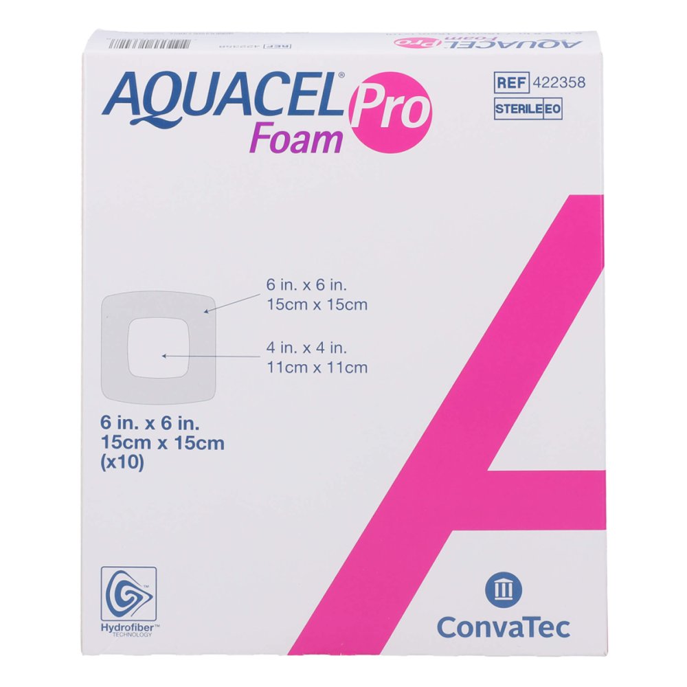 Das Produktfoto zeigt Aquacel Foam Pro 15x15 Cm Hydrofiber Schaumverband (10 stk) PZN 17934066