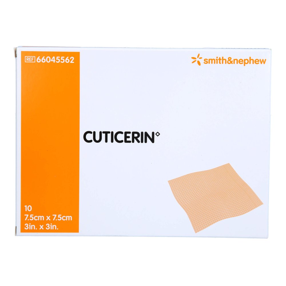 Das Produktfoto zeigt Cuticerin 7,5x7,5 Cm Gaze M.Salbenbeschichtung (10 stk) PZN 17971191