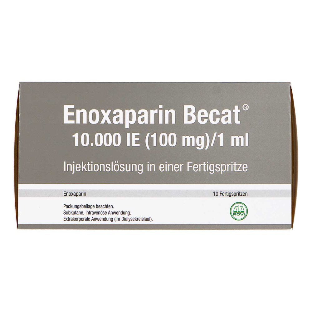 Das Produktfoto zeigt Enoxaparin Becat 10.000 I.E. 100mg/Ml Inj.-Lsg.Fs (10 stk) PZN 17976478