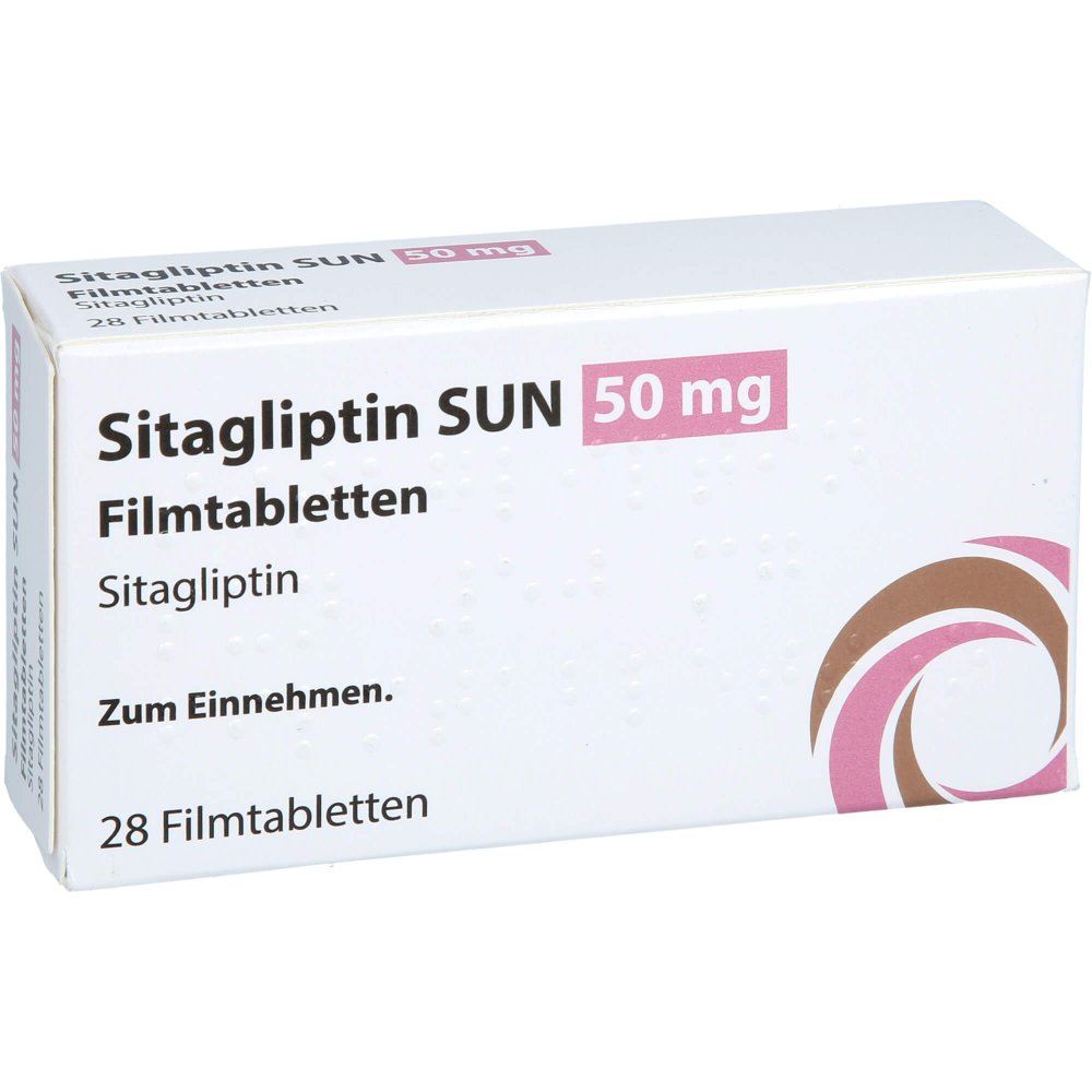 Das Produktfoto zeigt Sitagliptin Sun 50 Mg Filmtabletten (28 stk) PZN 18026980