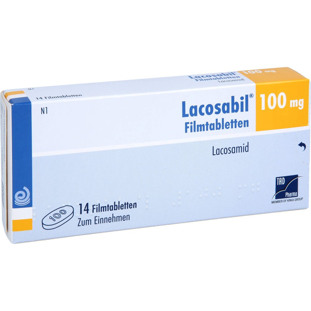 Das Produktfoto zeigt Lacosabil 100 Mg Filmtabletten (14 stk) PZN 18032236