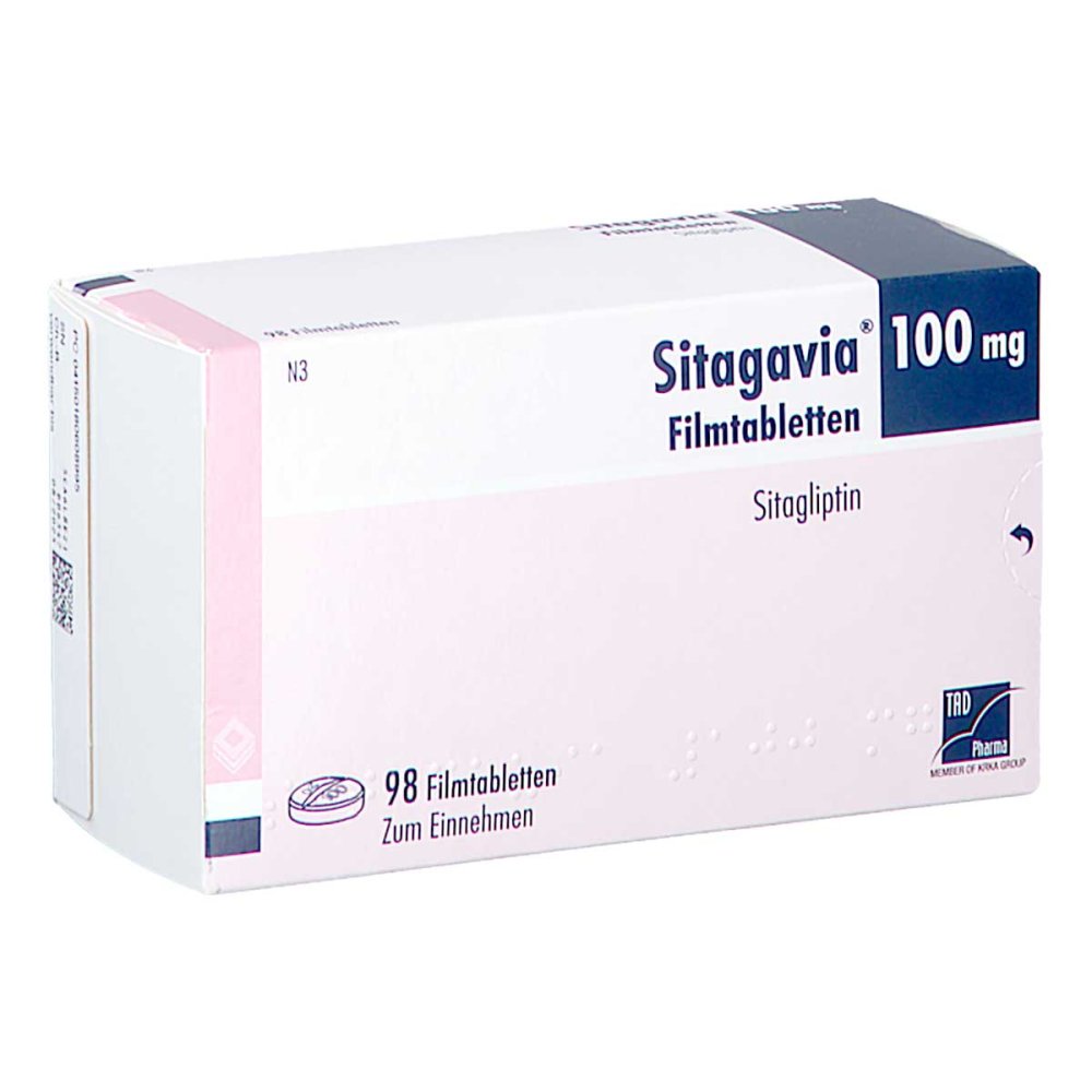 Das Produktfoto zeigt Sitagavia 100 Mg Filmtabletten (98 stk) PZN 18060899
