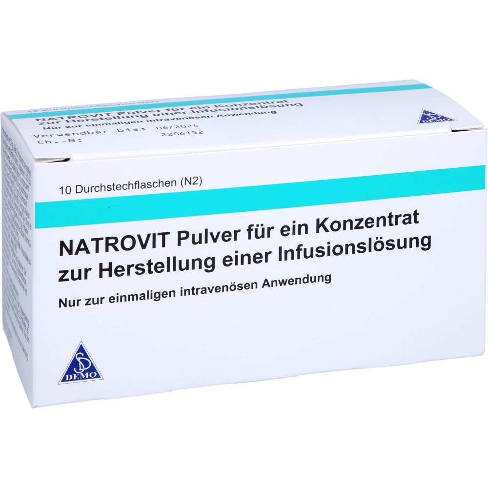 Das Produktfoto zeigt Natrovit Pulver F.E.Konz.Z.Herst.E.Infusionslösung (10 stk) PZN 18066293
