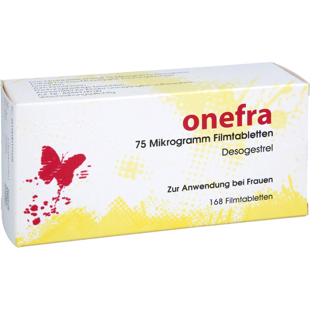 Das Produktfoto zeigt Onefra 75 Mikrogramm Filmtabletten (6X28 stk) PZN 18117145