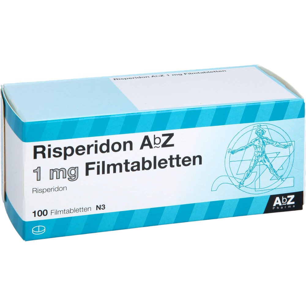 Das Produktfoto zeigt Risperidon Abz 1 Mg Filmtabletten (100 stk) PZN 18129384