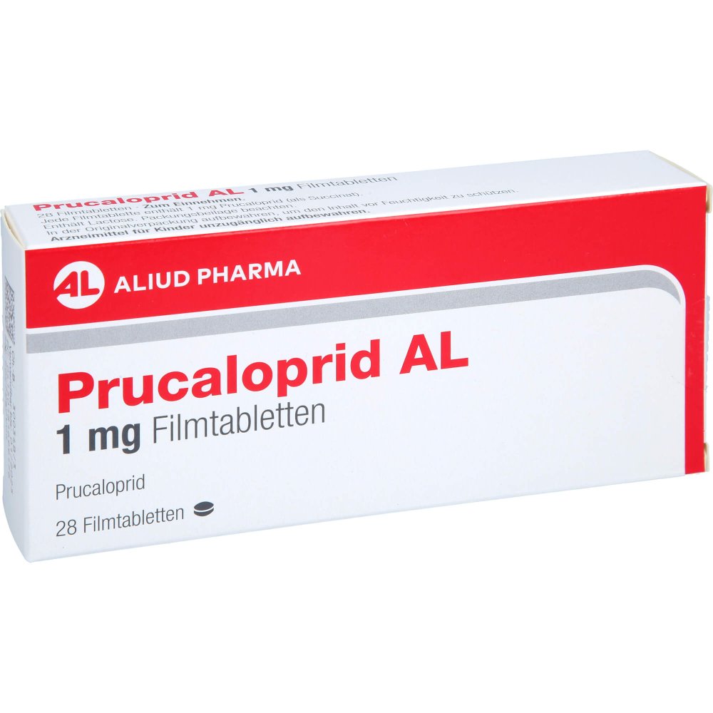 Das Produktfoto zeigt Prucaloprid Al 1 Mg Filmtabletten (28 stk) PZN 18169917
