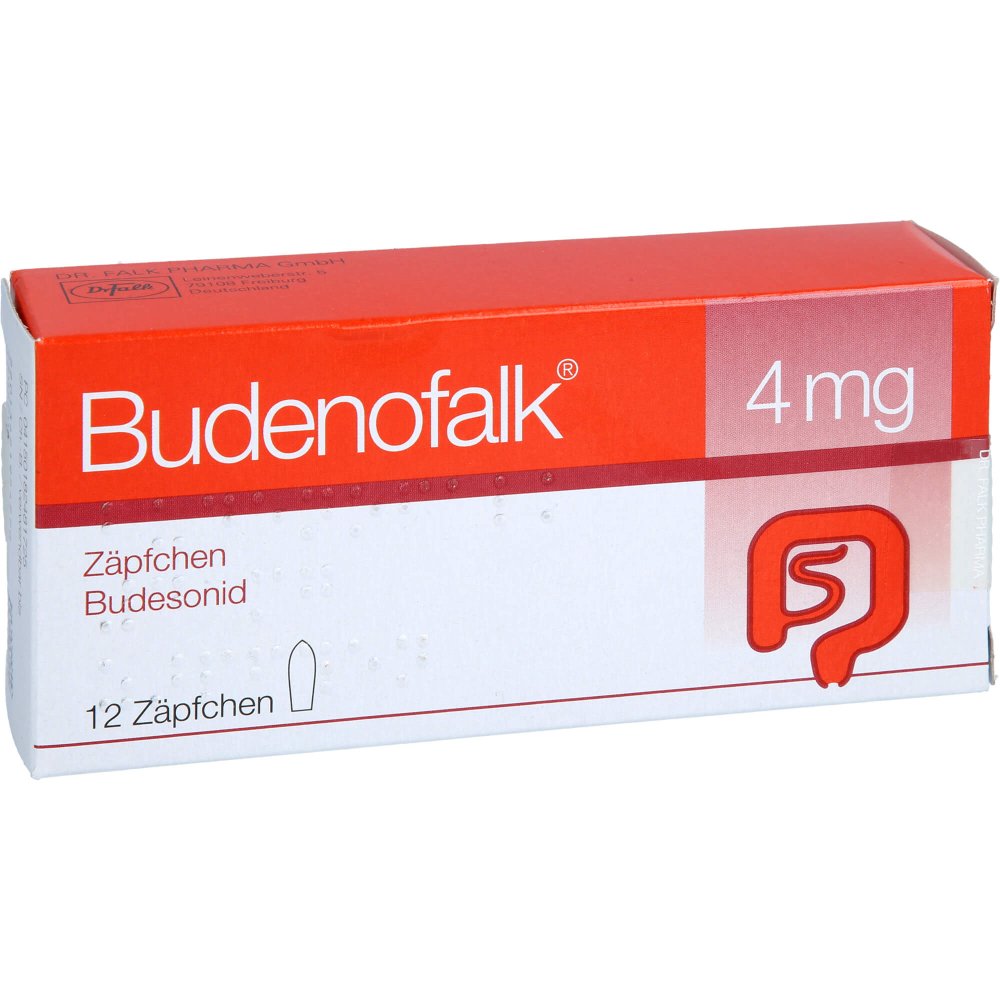 Das Produktfoto zeigt Budenofalk 4 Mg Zäpfchen (12 stk) PZN 18248172