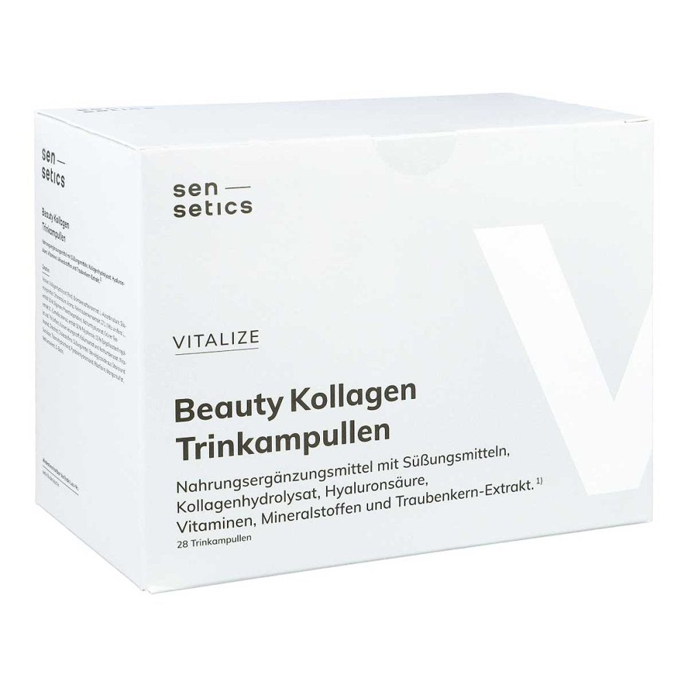 Das Produktfoto zeigt Sensetics Vitalize Beauty Kollagen Trinkampullen (28X25 ml) PZN 18438866