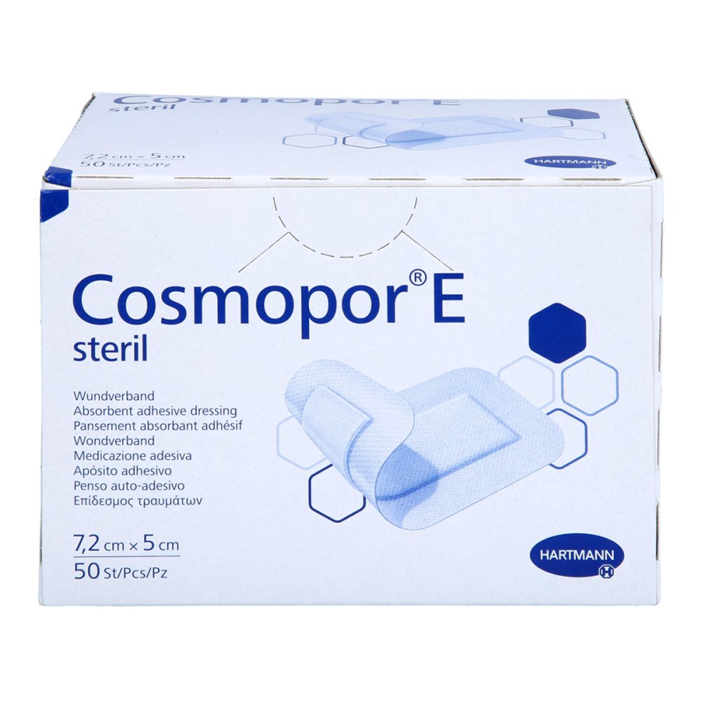 Das Produktfoto zeigt Cosmopor E Steril Wundverband 5x7,2 Cm (50 stk) PZN 18469849