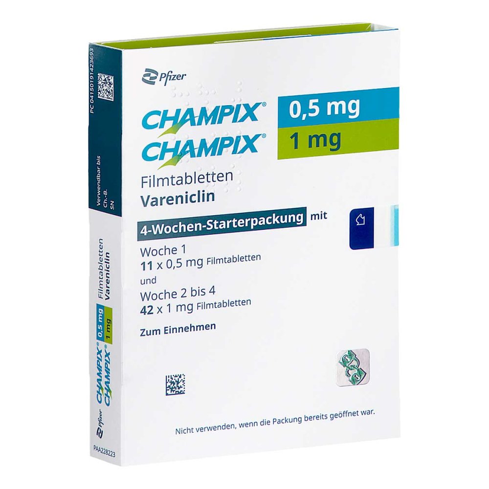 Champix 0,5 Mg/1 Mg Filmtabl.Starterpack.4 Wochen (53 stk)