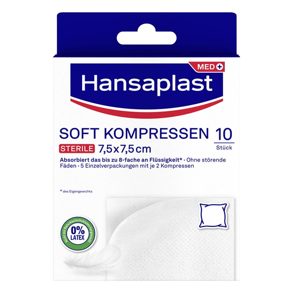 Hansaplast Soft Kompressen 7,5x7,5 Cm Steril (5X2 stk)