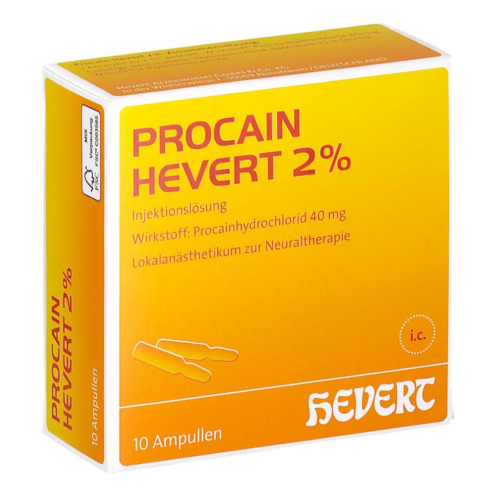 Procain Hevert 2% Injektionslösung Ampullen (10X2 ml)
